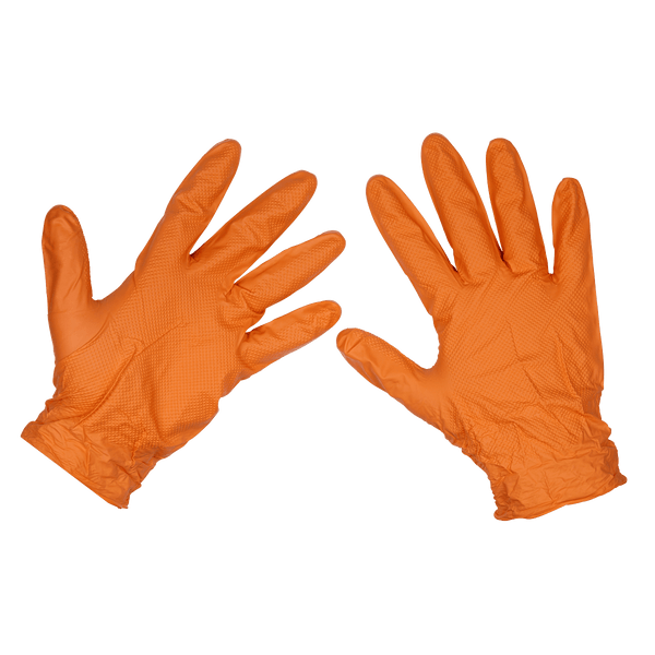 Sealey Hand Protection Orange Diamond Grip Extra-Thick Nitrile Powder-Free Gloves X-Large - Pack of 50-SSP56XL 5054630132452 SSP56XL - Buy Direct from Spare and Square
