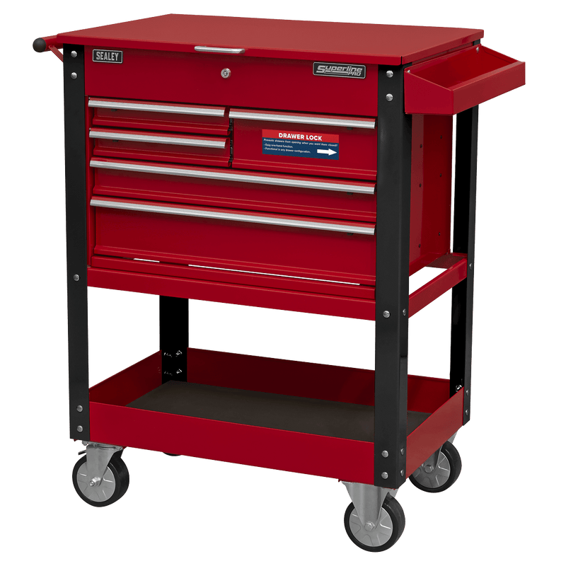 Sealey Heavy-Duty Mobile Tool & Parts Trolley with 5 Drawers & Lockable Top 5054630189456 AP890M - Buy Direct from Spare and Square