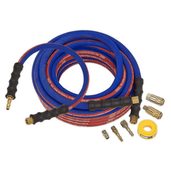 Sealey Hose Individual 15m x Ø10mm Extra-Heavy-Duty Air Hose Kit with Connectors-AHK02 5051747800038 AHK02 - Buy Direct from Spare and Square