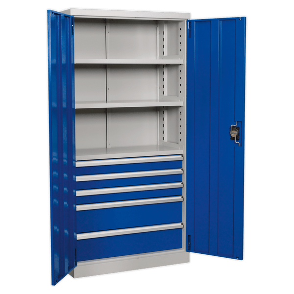 Sealey Industrial Workstations 1800mm 5 Drawer 3 Shelf Industrial Cabinet-APICCOMBO5 5051747699694 APICCOMBO5 - Buy Direct from Spare and Square