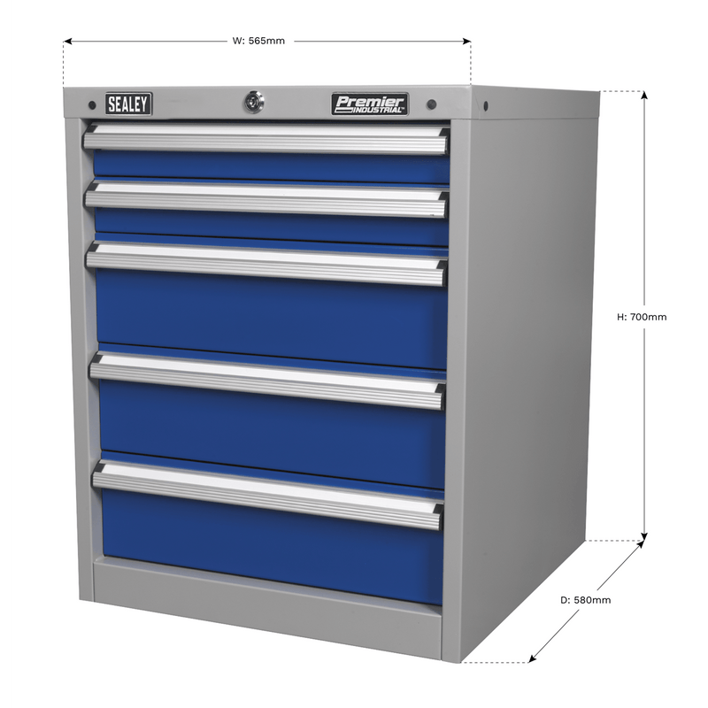 Sealey Industrial Workstations 5 Drawer Industrial Cabinet-API5655A 5051747512832 API5655A - Buy Direct from Spare and Square