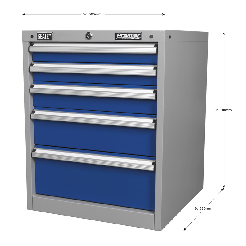 Sealey Industrial Workstations 5 Drawer Industrial Cabinet-API5655B 5051747512849 API5655B - Buy Direct from Spare and Square