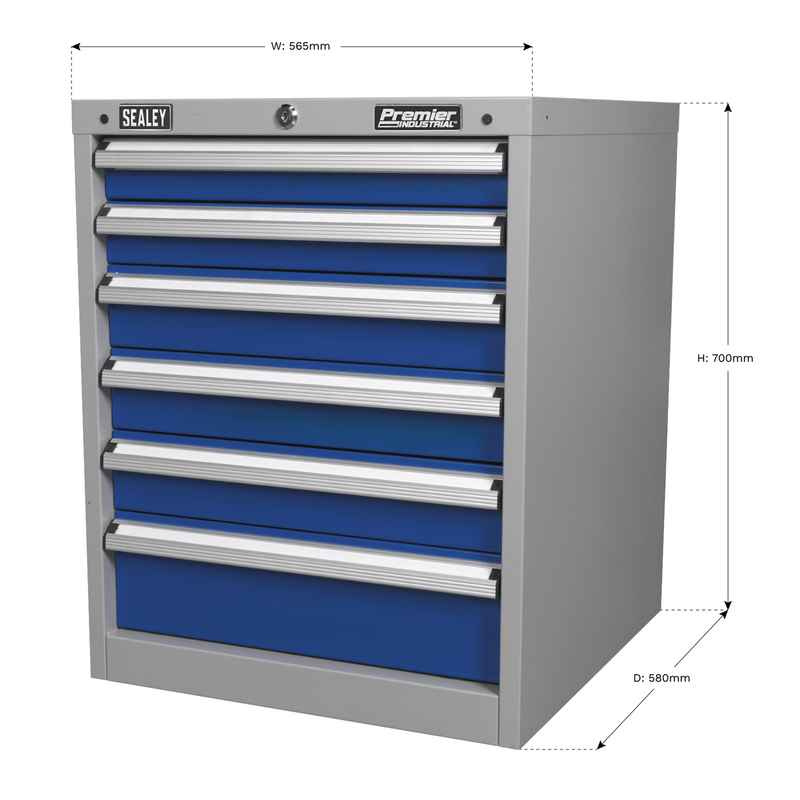 Sealey Industrial Workstations 6 Drawer Industrial Cabinet-API5656 5051747512856 API5656 - Buy Direct from Spare and Square