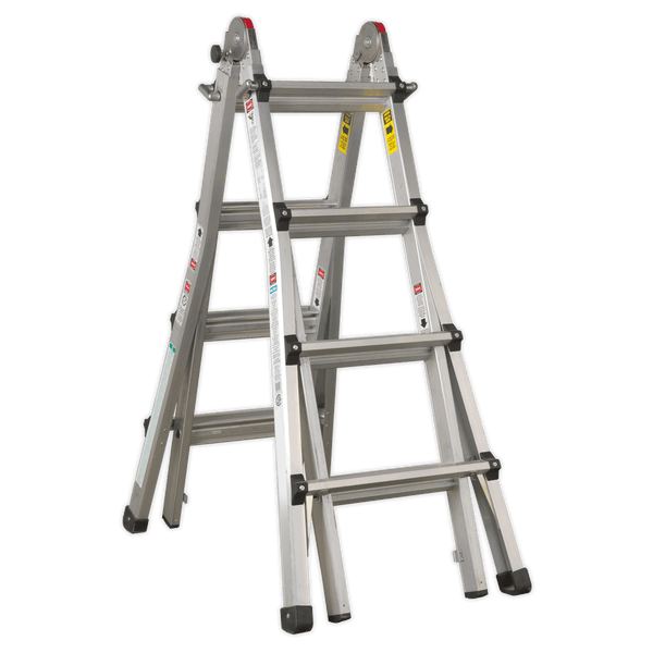 Sealey Ladders 4-Way Trade Aluminium Adjustable Height Telescopic Ladder EN 131-AFPL3 5051747630468 AFPL3 - Buy Direct from Spare and Square