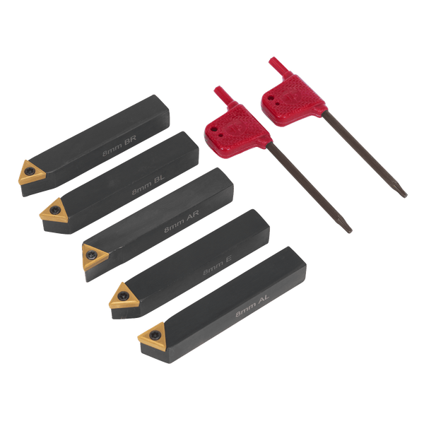 Sealey Lathes 5pc 8mm Indexable Lathe Turning Tool Set-SM3025CS2 5054511095234 SM3025CS2 - Buy Direct from Spare and Square