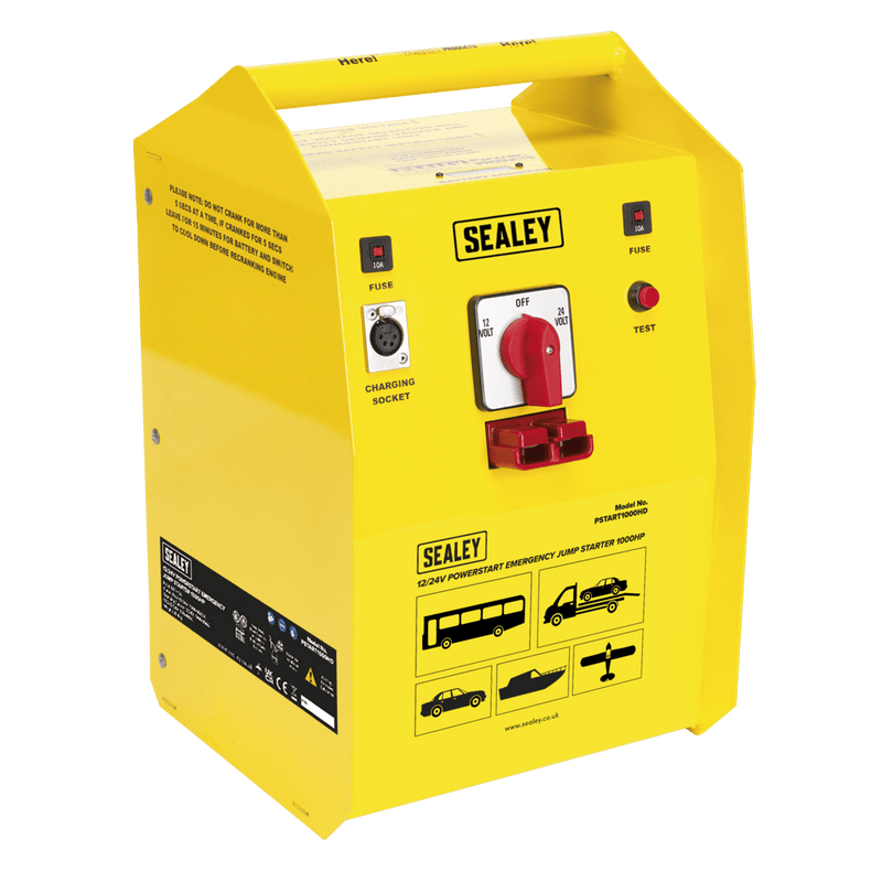 Sealey Mobile Power Systems 12/24V PowerStart Emergency Jump Starter 1000hp-PSTART1000HD 5051747937826 PSTART1000HD - Buy Direct from Spare and Square