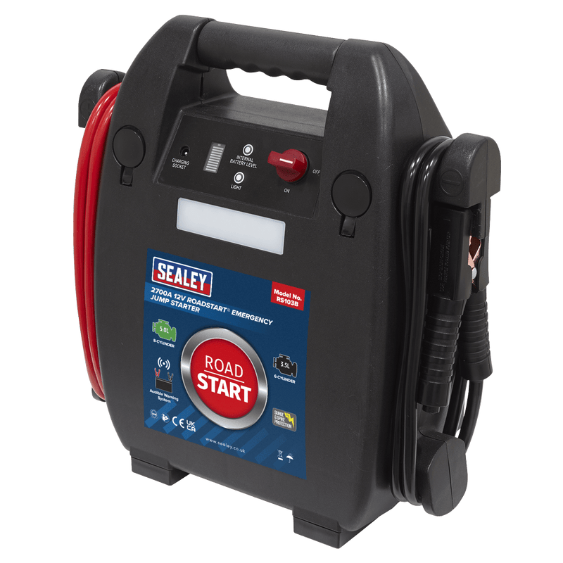 Sealey Mobile Power Systems 2700A 12V RoadStart® Emergency Jump Starter-RS103B 5054511260250 RS103B - Buy Direct from Spare and Square