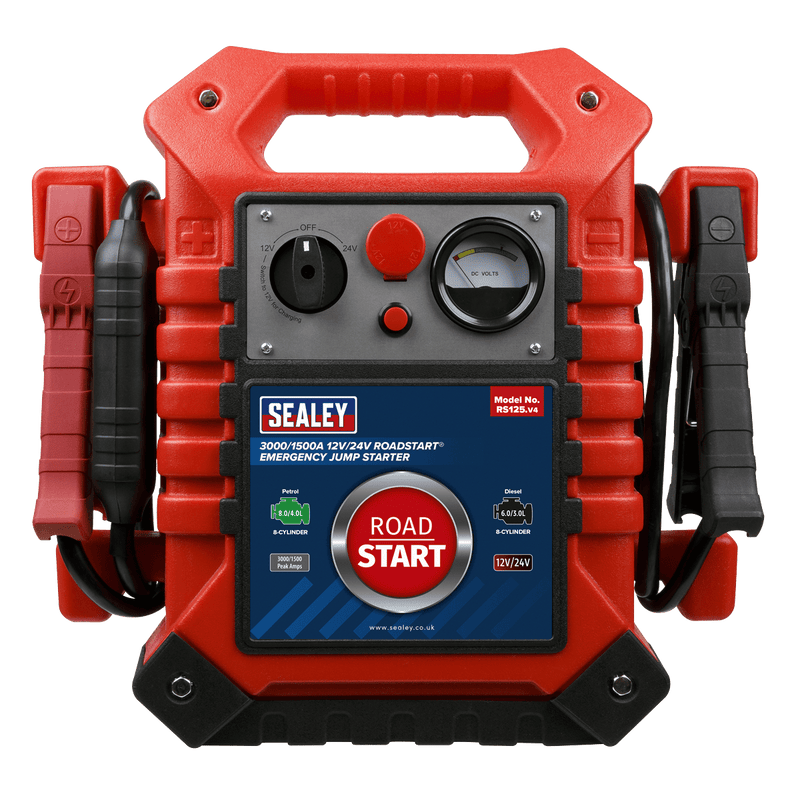 Sealey Mobile Power Systems 3000/1500A 12V/24V RoadStart® Emergency Jump Starter-RS125 5051747455658 RS125 - Buy Direct from Spare and Square