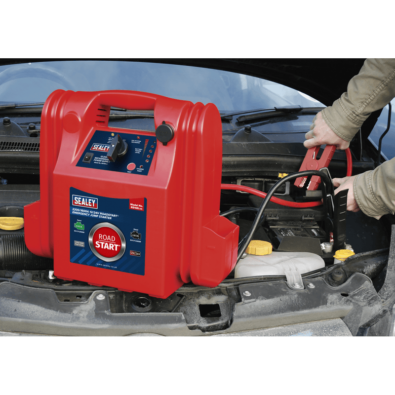 Sealey Mobile Power Systems 3200/1600A 12/24V RoadStart® Emergency Jump Starter-RS105 5024209861557 RS105 - Buy Direct from Spare and Square