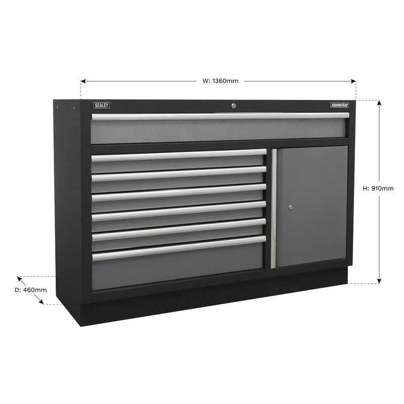Sealey Modular Storage Systems 1360mm 7 Drawer Modular Floor Cabinet-APMS64 5054511980578 APMS64 - Buy Direct from Spare and Square
