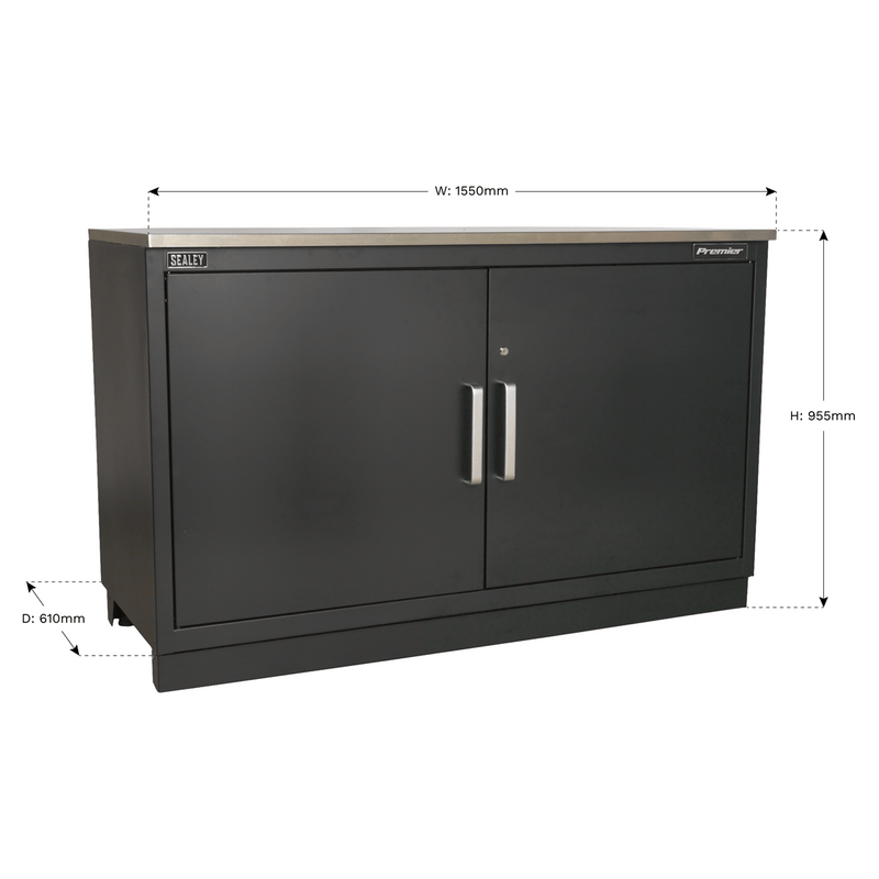 Sealey Modular Storage Systems 1550mm Heavy-Duty Modular 2 Door Floor Cabinet-APMS02 5051747944930 APMS02 - Buy Direct from Spare and Square