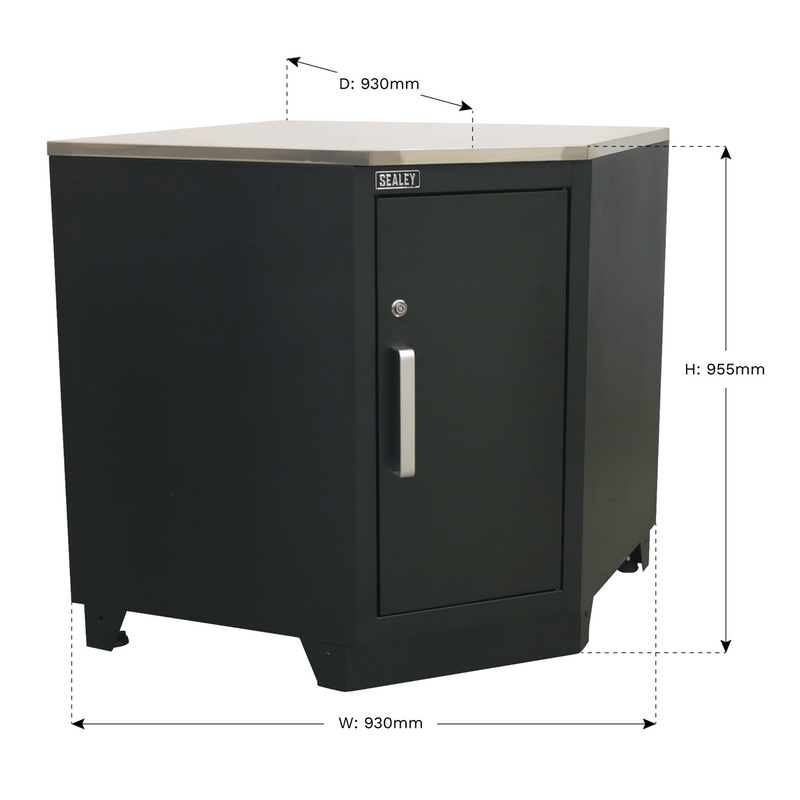 Sealey Modular Storage Systems 930mm Heavy-Duty Modular Corner Floor Cabinet-APMS15 5054511111989 APMS15 - Buy Direct from Spare and Square