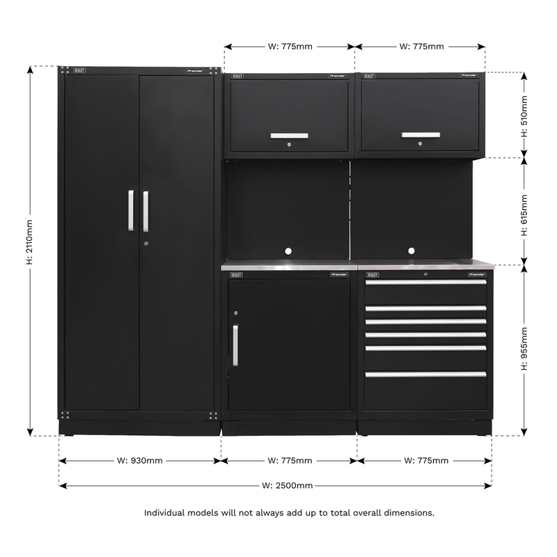 Sealey Modular Storage Systems Premier 2.5m Storage System - Stainless Worktop-APMSCOMBO1SS 5054511124484 APMSCOMBO1SS - Buy Direct from Spare and Square