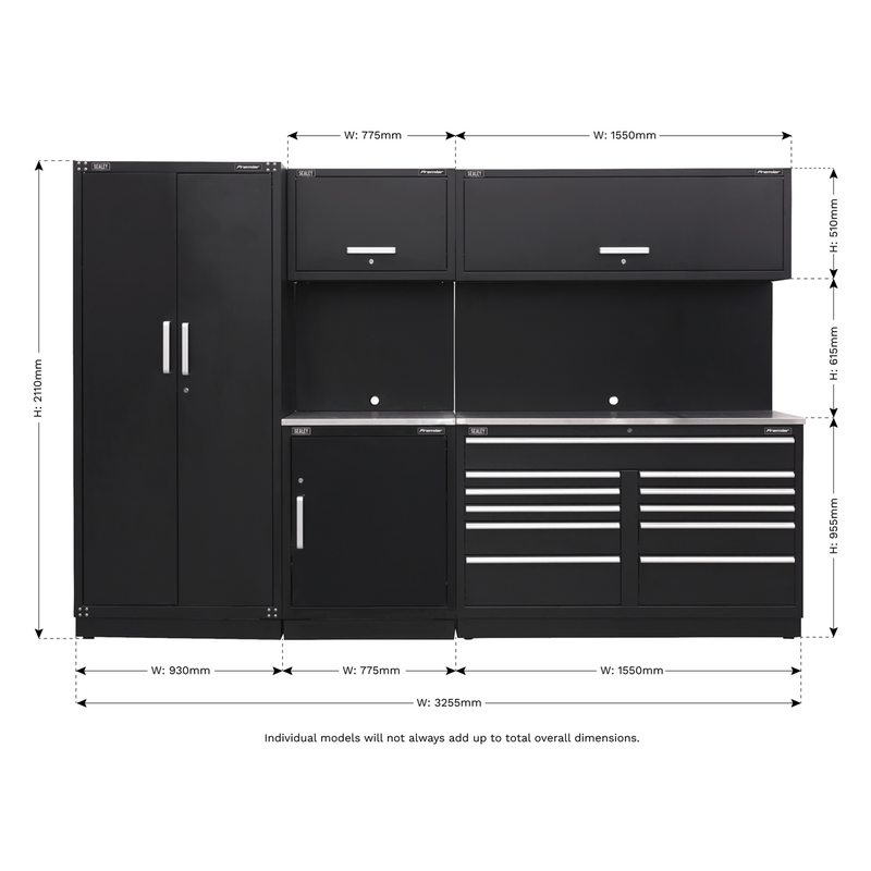 Sealey Modular Storage Systems Premier 3.3m Storage System - Stainless Worktop-APMSCOMBO2SS 5054511124507 APMSCOMBO2SS - Buy Direct from Spare and Square