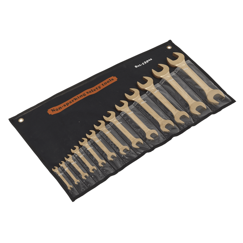 Sealey Non-Sparking Tools 13pc Double Open-End Spanner Set - Non-Sparking-NS015 5054511752984 NS015 - Buy Direct from Spare and Square