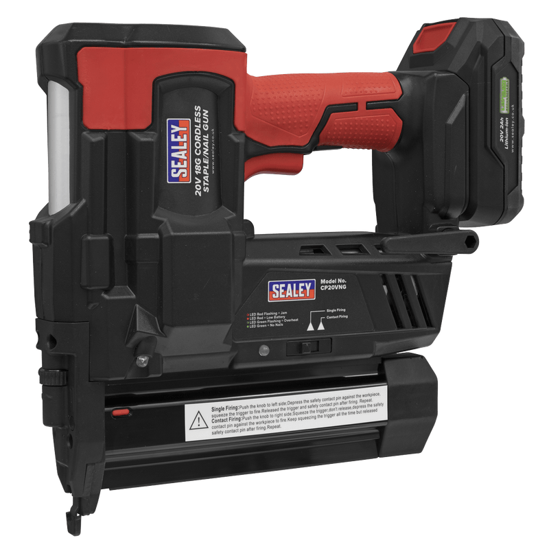 Sealey One Battery Platforms 20V SV20 Series 18G Cordless Staple/Nail Gun - Body Only-CP20VNG 5054511736359 CP20VNG - Buy Direct from Spare and Square