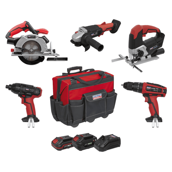 Sealey One Battery Platforms 5 x 20V SV20 Series Cordless 5 Tool Combo Kit - 2 Batteries-CP20VCOMBO13 5054630275883 CP20VCOMBO13 - Buy Direct from Spare and Square
