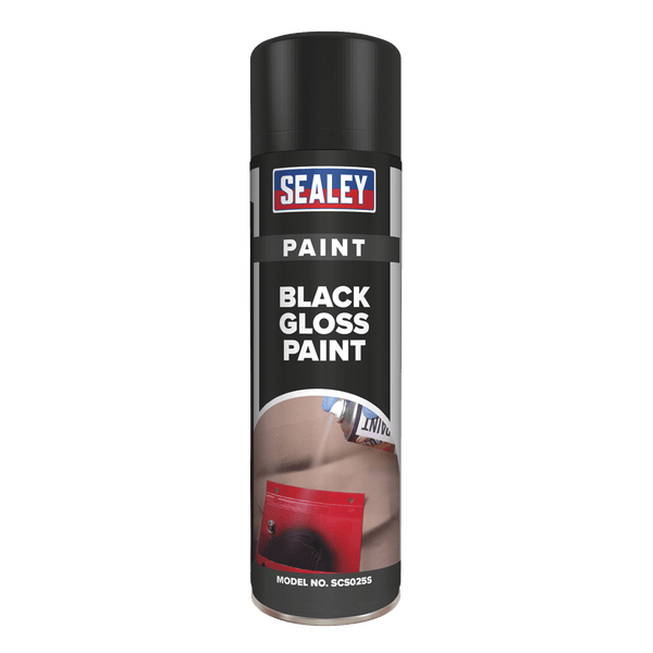 Sealey Paint 500ml Black Gloss Paint - Pack of 6-SCS025 5054511062618 SCS025 - Buy Direct from Spare and Square