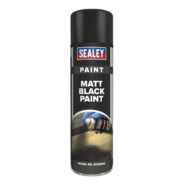 Sealey Paint 500ml Black Matt Paint - Pack of 6-SCS026 5054511062625 SCS026 - Buy Direct from Spare and Square