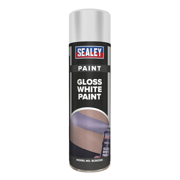 Sealey Paint 500ml White Gloss Paint-SCS032S 5054511075076 SCS032S - Buy Direct from Spare and Square