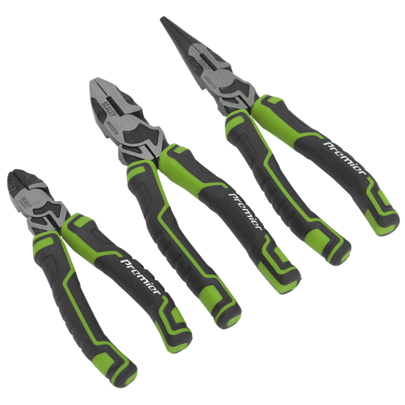 Sealey Pliers 3 Piece High Leverage Pliers Set - Hi-Vis Green - Lifetime Guarantee AK8376HV - Buy Direct from Spare and Square