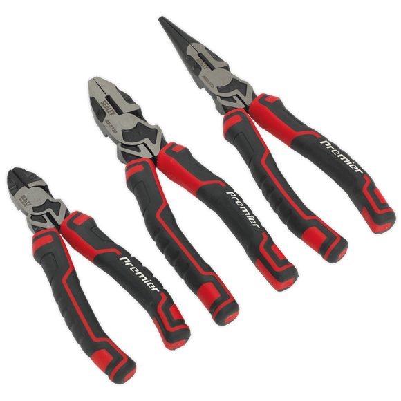 Sealey Pliers 3 Piece High Leverage Pliers Set - Red - Lifetime Guarantee AK8376 - Buy Direct from Spare and Square