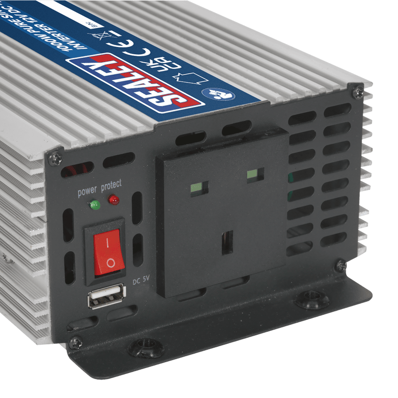 Sealey Power Inverters 1000W Pure Sine Wave Power Inverter 12V DC - 230V ~ 50Hz-PSI1000 5051747733558 PSI1000 - Buy Direct from Spare and Square