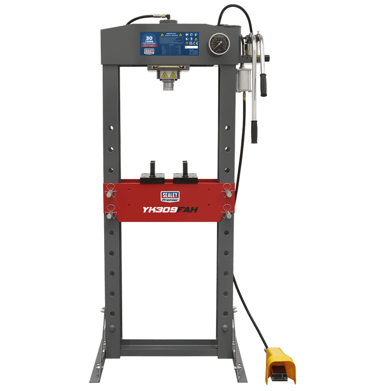 Sealey Presses 30 Tonne Premier Heavy-Duty Floor Type Air/Hydraulic Press with Foot Pedal-YK309FAH 5054511717235 YK309FAH - Buy Direct from Spare and Square