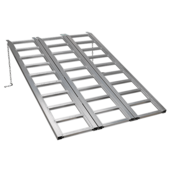 Sealey Ramps & Chocks 680kg Capacity Wide Tri-Folding Motorcycle/Trike/ATV & Mini Tractor Aluminium Loading Ramp-FLR680T 5054511074239 FLR680T - Buy Direct from Spare and Square