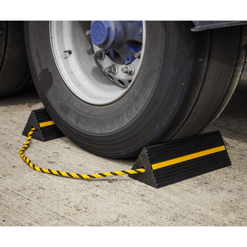 Sealey Ramps & Chocks Heavy-Duty Rubber Wheel Chocks - Pair-WC11 5051747626027 WC11 - Buy Direct from Spare and Square