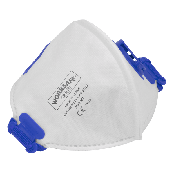 Sealey Respiratory Protection FFP2 Valved Fold Flat Mask - Pack of 10-9305/10 5054511859683 9305/10 - Buy Direct from Spare and Square
