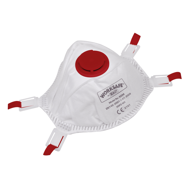 Sealey Respiratory Protection FFP3 Valved Cup Mask - Pack of 3-9334/3 5054511860528 9334/3 - Buy Direct from Spare and Square