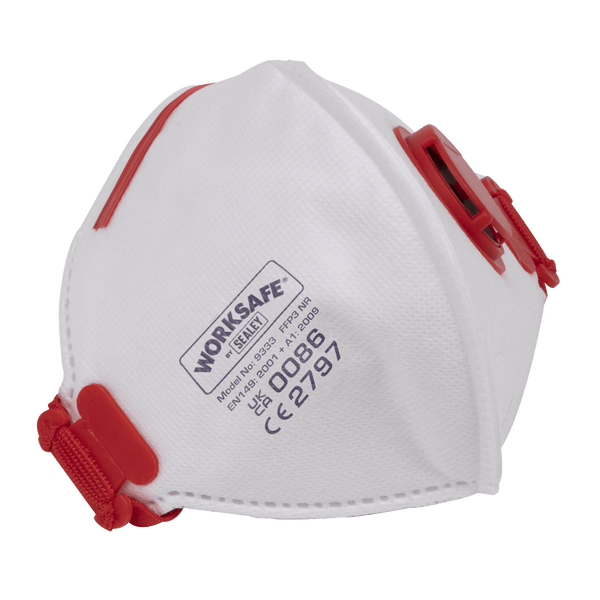 Sealey Respiratory Protection FFP3 Valved Fold Flat Mask - Pack of 10-9333/10 5054511860603 9333/10 - Buy Direct from Spare and Square
