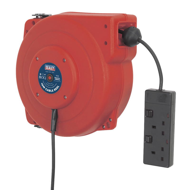 Sealey Retracting Cable Reels 15m Retractable Cable Reel 230V-CRM15 5024209333887 CRM15 - Buy Direct from Spare and Square