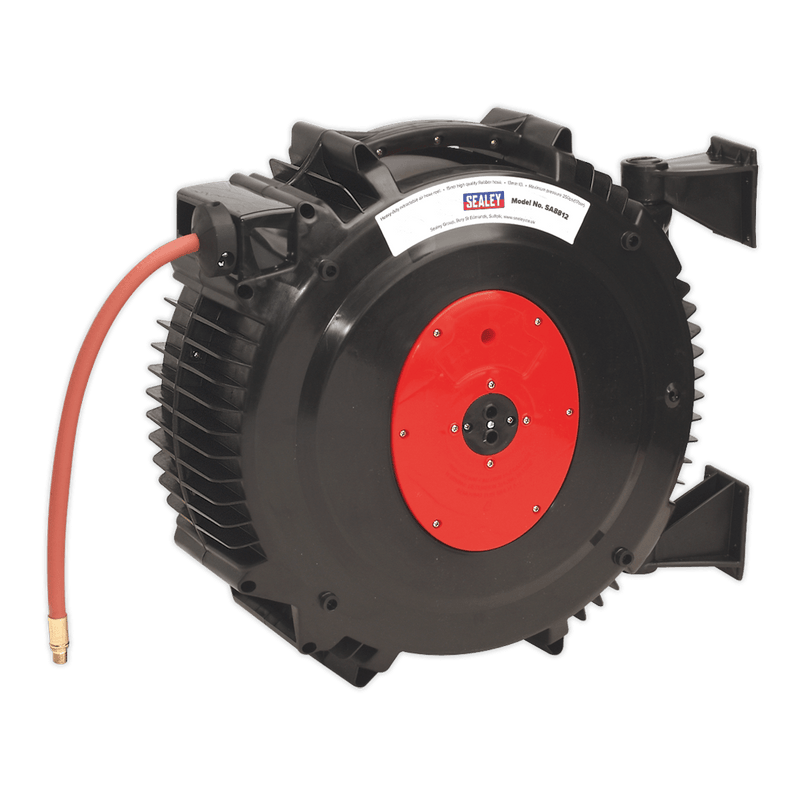 Sealey Retracting Hose Reels 15m Retractable Air Hose Reel Ø13mm ID Rubber Hose-SA8812 5024209814348 SA8812 - Buy Direct from Spare and Square