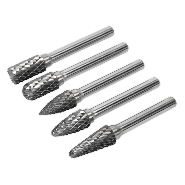 Sealey Rotary Burrs 5pc Tungsten Carbide Rotary Burr Set-SDBK5 5051747999824 SDBK5 - Buy Direct from Spare and Square