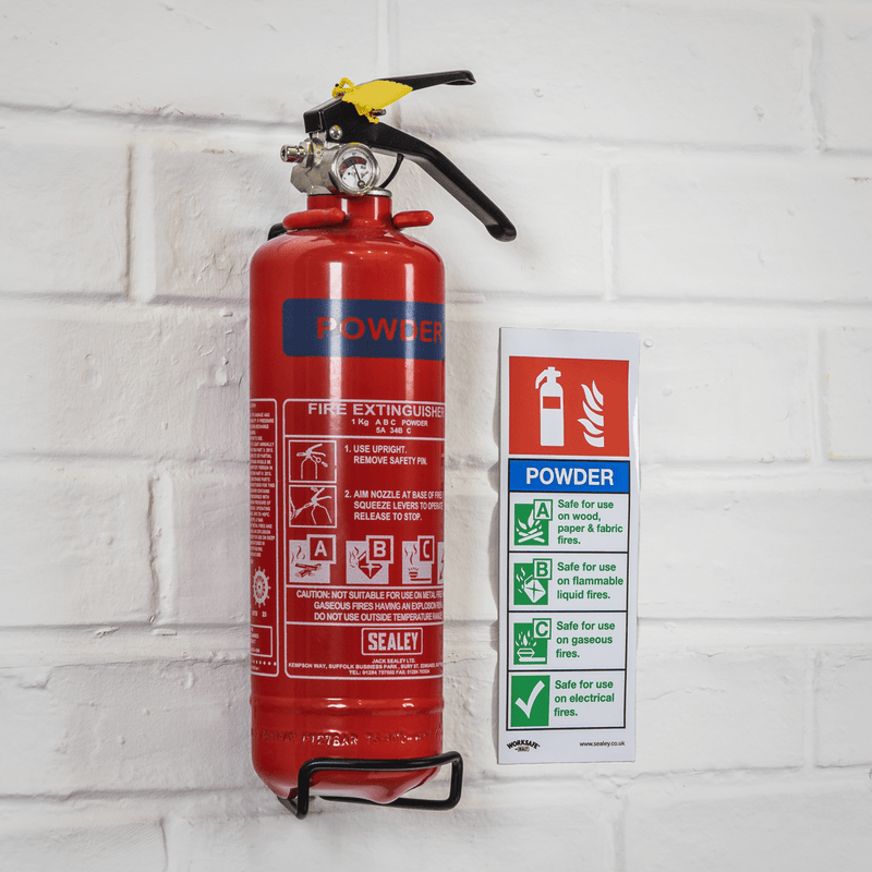 Sealey Safe Conditions Safety Sign - Powder Fire Extinguisher - Rigid Plastic - Pack of 10 5054630102165 SS52P10 - Buy Direct from Spare and Square