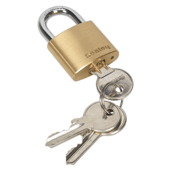 Sealey Safes & Security 30mm Brass Body Padlock-PL100 5051747767812 PL100 - Buy Direct from Spare and Square