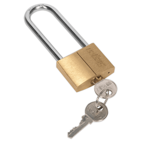 Sealey Safes & Security 40mm Long Shackle Brass Body Padlock with Brass Cylinder-S0989 5051747753563 S0989 - Buy Direct from Spare and Square