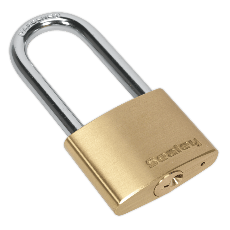 Sealey Safes & Security 50mm Brass Body Long Shackle Padlock-PL102L 5051747767898 PL102L - Buy Direct from Spare and Square