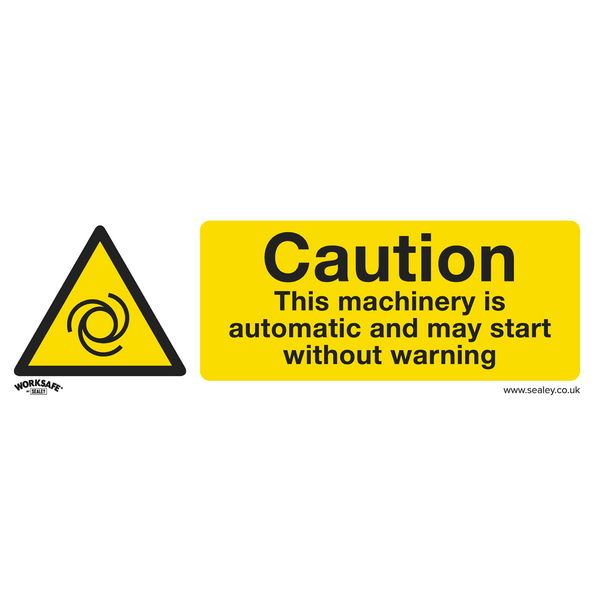 Sealey Safety Signs Caution Automatic Machinery - Warning Safety Sign - Self-Adhesive Vinyl - Pack of 10-SS47V10 5054630001536 SS47V10 - Buy Direct from Spare and Square
