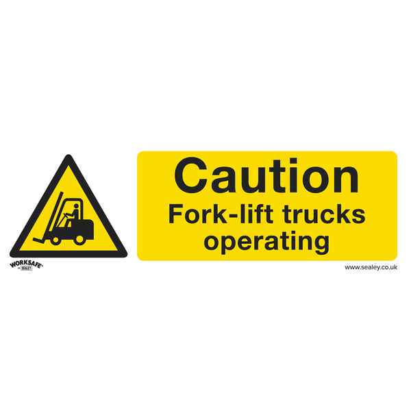 Sealey Safety Signs Caution Fork-Lift Trucks - Warning Safety Sign - Rigid Plastic - Pack of 10-SS44P10 5054630001765 SS44P10 - Buy Direct from Spare and Square