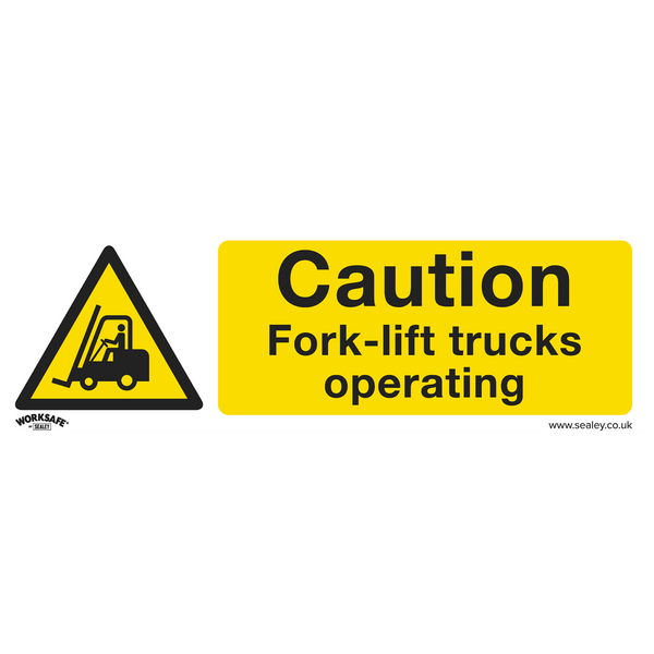Sealey Safety Signs Caution Fork-Lift Trucks - Warning Safety Sign - Self-Adhesive Vinyl-SS44V1 5054630001741 SS44V1 - Buy Direct from Spare and Square