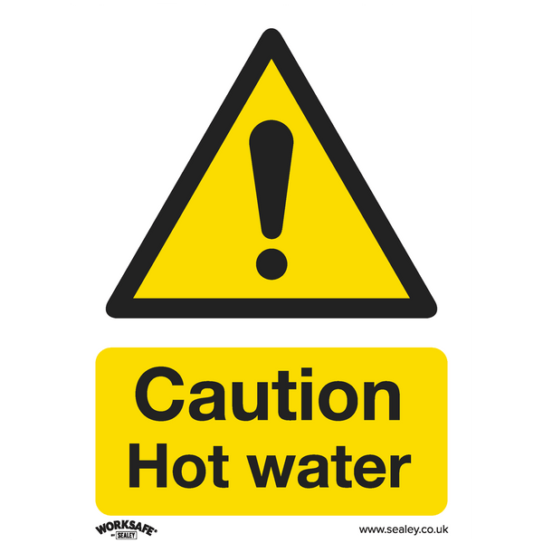 Sealey Safety Signs Caution Hot Water - Warning Safety Sign - Rigid Plastic-SS38P1 5054630000843 SS38P1 - Buy Direct from Spare and Square
