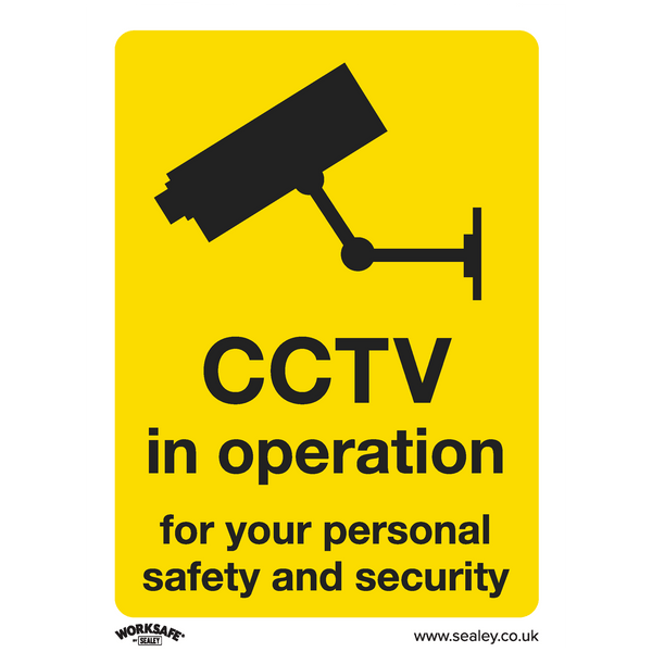 Sealey Safety Signs CCTV - Warning Safety Sign - Self-Adhesive Vinyl - Pack of 10-SS40V10 5054630001253 SS40V10 - Buy Direct from Spare and Square