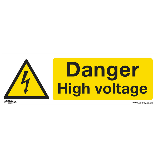 Sealey Safety Signs Danger High Voltage - Warning Safety Sign - Self-Adhesive Vinyl - Pack of 10-SS48V10 5054630001475 SS48V10 - Buy Direct from Spare and Square