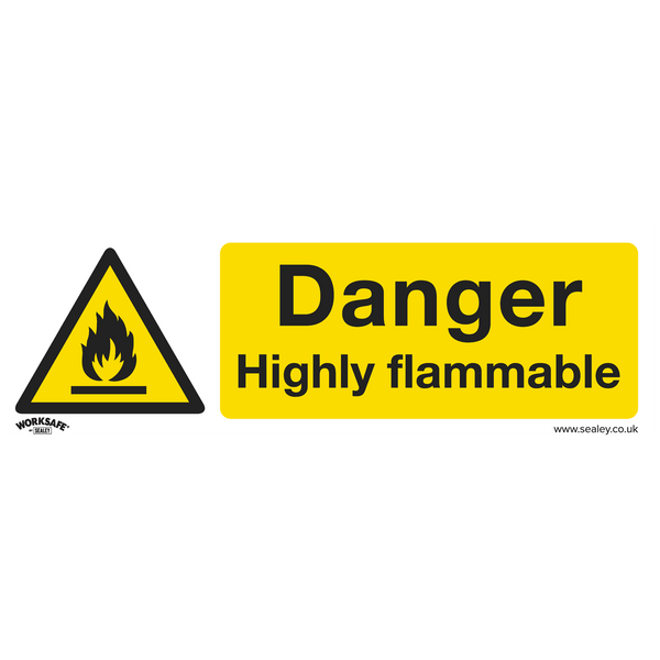 Sealey Safety Signs Danger Highly Flammable - Warning Safety Sign - Rigid Plastic - Pack of 10-SS45P10 5054630001635 SS45P10 - Buy Direct from Spare and Square