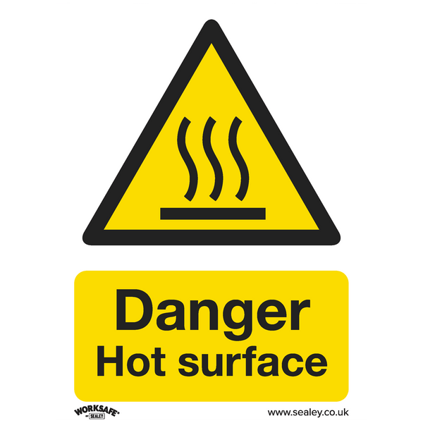 Sealey Safety Signs Danger Hot Surface - Warning Safety Sign - Rigid Plastic-SS42P1 5054630001895 SS42P1 - Buy Direct from Spare and Square