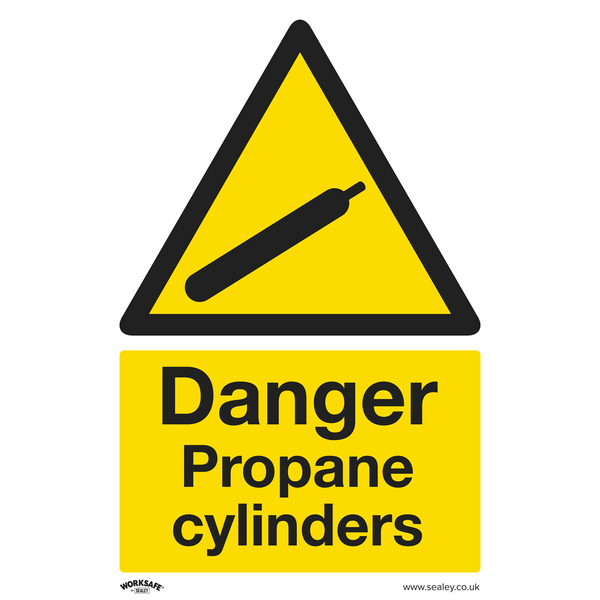 Sealey Safety Signs Danger Propane Cylinders - Warning Safety Sign - Rigid Plastic-SS62P1 5054630101786 SS62P1 - Buy Direct from Spare and Square