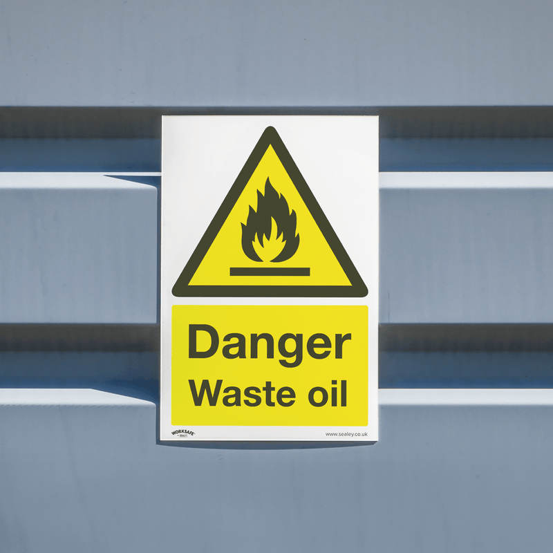 Sealey Safety Signs Danger Waste Oil - Warning Safety Sign - Rigid Plastic-SS60P1 5054630102073 SS60P1 - Buy Direct from Spare and Square